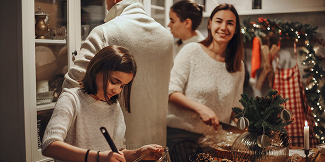 family cooking for the holidays