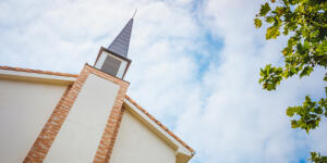 Building Facade Of A Traditional American Protestant Churc