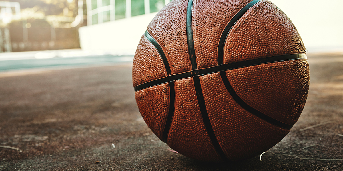 Basketball on outdoor court